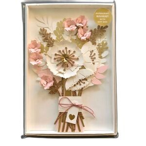 Hallmark Papercraft Pink White Gold Bouquet I Love You Card NWT